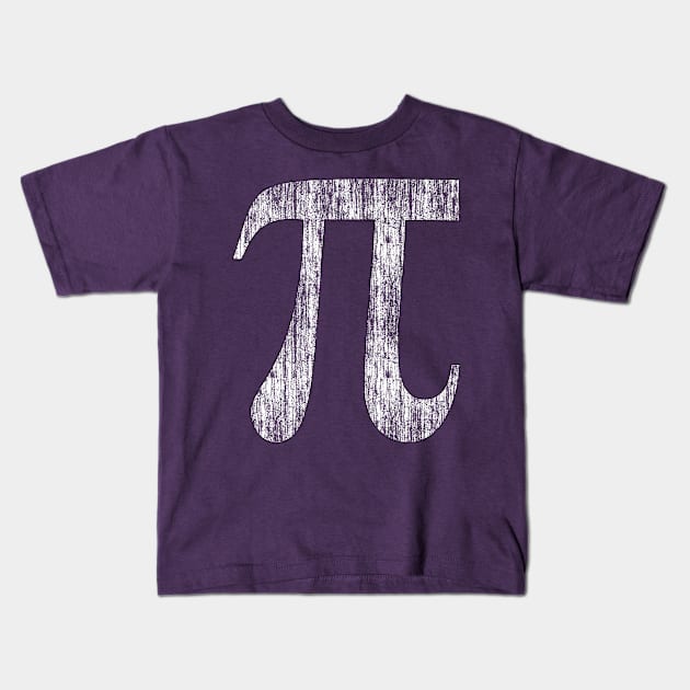 Distressed Pi Symbol (white) Kids T-Shirt by Eric03091978